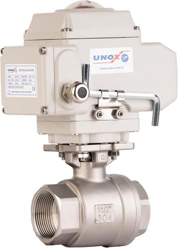 UNOX 2-1/2" Motorized Ball Valve 24V DC NPT, Electric Actuated Ball Valve Stainless Steel AISI304, 2-Piece Threaded, 63 Bar, Auto Return, Normally Closed in Kuwait