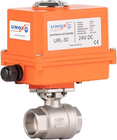 UNOX 2-1/2" Motorized Ball Valve 24V DC NPT, Electric Actuated Ball Valve Stainless Steel AISI304, 2-Piece Threaded, 63 Bar, Auto Return, Normally Closed in Kuwait