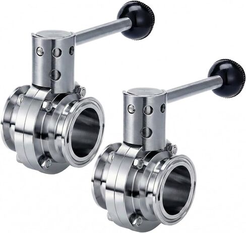 SS304 Stainless Steel Sanitary Quick Connect Tri Clamps Butterfly Valve, Pipe Fitting Beer Milk Pull Handle Valve 2 Pack（1"~2"） (2, 2"Inch=OD50.8mm) in Saudi Arabia
