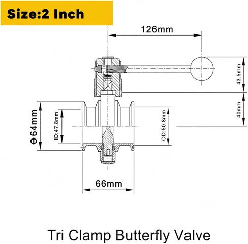 SS304 Stainless Steel Sanitary Quick Connect Tri Clamps Butterfly Valve, Pipe Fitting Beer Milk Pull Handle Valve 2 Pack（1"~2"） (2, 2"Inch=OD50.8mm) in Saudi Arabia