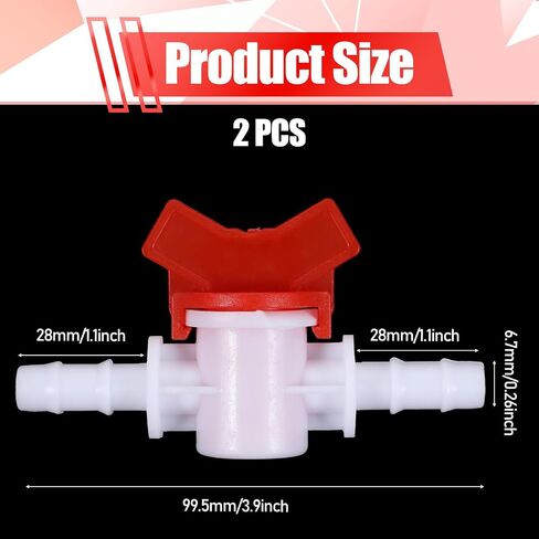 2PCS 3/8 Shut off Valve, Id in Line Hose Barbed Ball Valve Shut-Off Switch, Stable Plastic, Easy Installation, For Drip Irrigation, Aquarium, And Garden, White in Kuwait