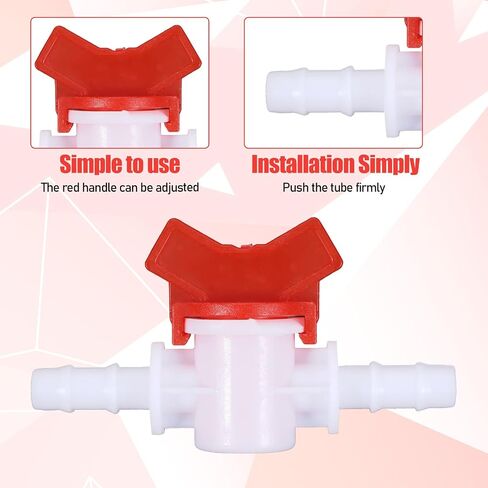 2PCS 3/8 Shut off Valve, Id in Line Hose Barbed Ball Valve Shut-Off Switch, Stable Plastic, Easy Installation, For Drip Irrigation, Aquarium, And Garden, White in Kuwait