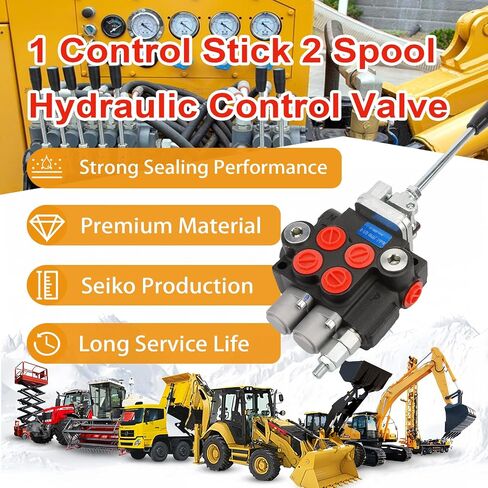 Hydraulic Control Valve with Joystick, 2 Spool 11GPM Hydraulic Directional Valve for Log Splitters, Tractors Loaders in Kuwait
