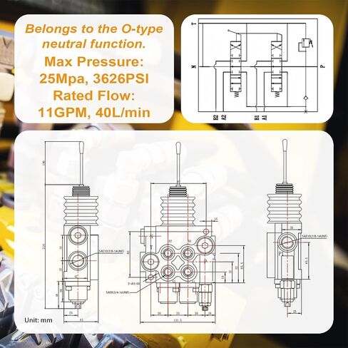 Hydraulic Control Valve with Joystick, 2 Spool 11GPM Hydraulic Directional Valve for Log Splitters, Tractors Loaders in Kuwait