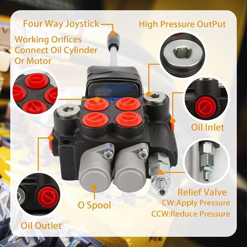 Hydraulic Control Valve with Joystick, 2 Spool 11GPM Hydraulic Directional Valve for Log Splitters, Tractors Loaders in Kuwait