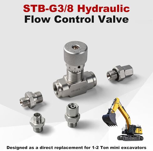 STB-G3/8 L08 Hydraulic Flow Control Valve Compatible with 1-2 Ton Mini Excavator, 3/8"Bidirectional Hydraulic Restrictor Valve Connectors in Kuwait