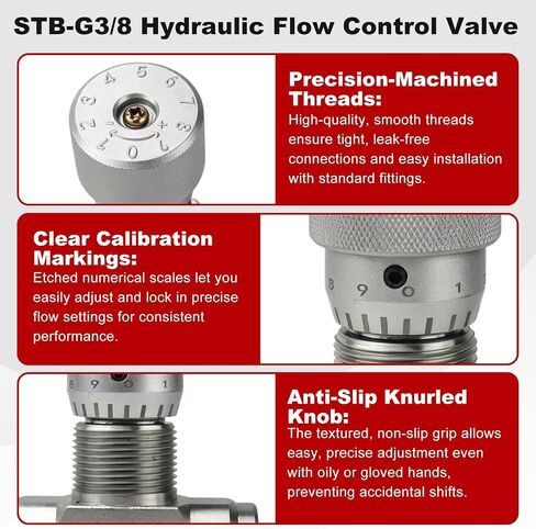 STB-G3/8 L08 Hydraulic Flow Control Valve Compatible with 1-2 Ton Mini Excavator, 3/8"Bidirectional Hydraulic Restrictor Valve Connectors in Kuwait