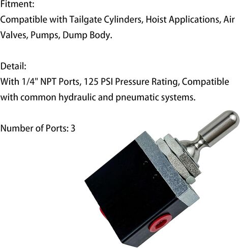 BAV020TD Neutral Lockout Toggle 3-Position Detented Valve Compatible with Tailgate Cylinders, Hoist Applications, Air Valves, Pumps, Dump Body in Kuwait