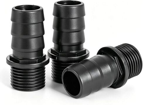 Submersible Pump Outlet Adapter 3/4" Barb Fitting 3 Pack, G1/2" BSP Male Thread Replacement Parts for Pond Pump Fountain Pump, Plastic Hose Barb Connector for Aquarium Filter Hydroponics Water Feature in Kuwait