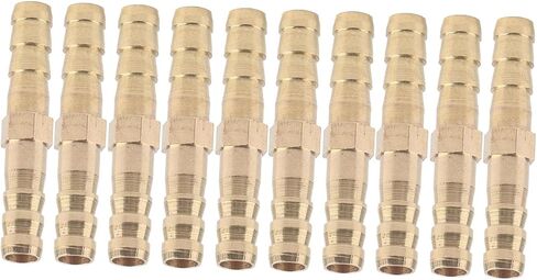 Brass Straight Pipe Joiner, 6-20mm Two Way Barbed Fitting Connector for Air Water Gas Tubing with High Seal Performance (6mm(10pcs)) in Kuwait