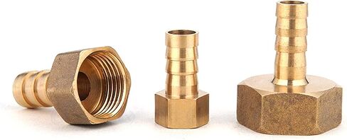 Lkq-Brass Adapter Brass Hose Fitting 6/8/10/12/14/16/19mm Barb Tail 1/8" 1/4" 3/8" 1/2" 3/4" 1" BSP Female Thread Copper Coupler Adapter Connector， Garden Hose Connector(6mm Barb,1/2") in Kuwait