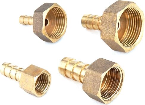 Lkq-Brass Adapter Brass Hose Fitting 6/8/10/12/14/16/19mm Barb Tail 1/8" 1/4" 3/8" 1/2" 3/4" 1" BSP Female Thread Copper Coupler Adapter Connector， Garden Hose Connector(6mm Barb,1/2") in Kuwait