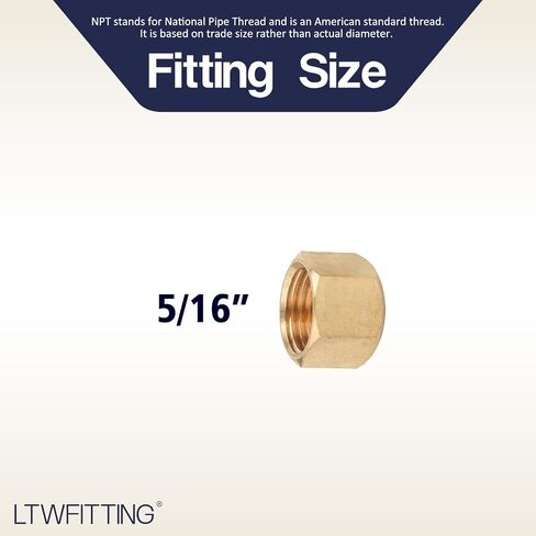 LTWFITTING 5/16 بوصة غطاء ضغط نحاسي غطاء صمام إيقاف، تركيب ضغط نحاسي (عبوة من 10) in Kuwait