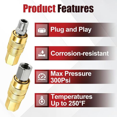 20 قطعة 1/4 بوصة NPT M Style Coupler and Plug Kits متوافقة مع Milton S-210، تتضمن 10 قطع #715 موصلات أنثى، 5 قطع #727 مقابس ذكر و5 قطع #728 مقابس أنثى، ملحقات ضاغط الهواء in Kuwait
