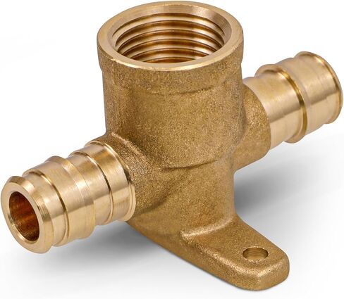 1/2 Inch x 1/2 Inch Pex-A x 1/2" Female NPT Drop Ear Tee, Brass Expansion Tee Fitting, F1960 Brass Lead-Free Tee with Drop-Ear No Lead Brass, For Use in Pex-A-Tubing Connection (Pack of 5) in Kuwait