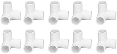 PVC 3 Way Pipe Fittings, 10PCS Furniture Grade High Quality, Connector Tee 20mm, White Inner Diameter Precise Fit, for Home Plumbing, Greenhouse Construction, DIY Garden Projects, in Kuwait