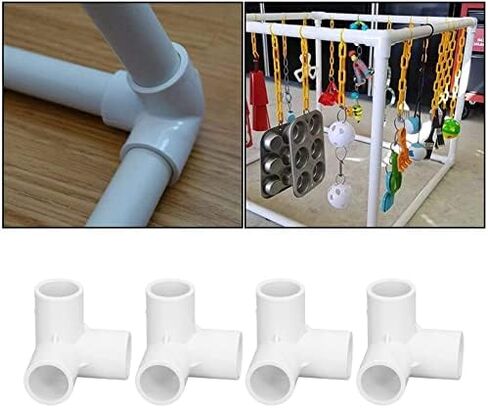 PVC 3 Way Pipe Fittings, 10PCS Furniture Grade High Quality, Connector Tee 20mm, White Inner Diameter Precise Fit, for Home Plumbing, Greenhouse Construction, DIY Garden Projects, in Kuwait