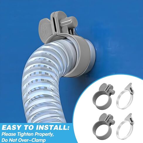 12 Pcs Plastic Hose Clamps for Pool Hose Connector 1 1/4 Inch Adjustable Filter Pump Clips with 6 Metal 304 Throat Straps Replacement Parts for Above Ground Swimming Pools in Kuwait