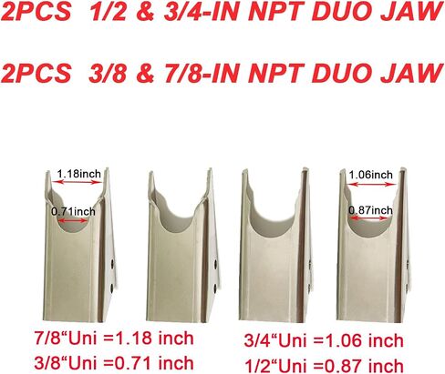 18" Quick Coupler Hand Clamp Includes 4 Pcs Duo-Jaw Sets(2 * 1/2" & 3/4" and 2 * 7/8" & 3/8" Jaw) for Hydraulic Pipe Clamps Quick mate Coupler Tool Suitable Excavators, Tractors, Cranes, etc in Kuwait