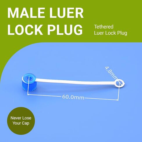 25PCS Tethered Luer Lock Plug, PP Male Sealing Cap with PVC Anti-Loss Strap, Reliable Leak-Proof Fluid Stopper for Lab, Industrial & DIY Fluid Systems in Kuwait
