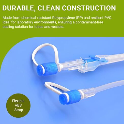 25PCS Tethered Luer Lock Plug, PP Male Sealing Cap with PVC Anti-Loss Strap, Reliable Leak-Proof Fluid Stopper for Lab, Industrial & DIY Fluid Systems in Kuwait