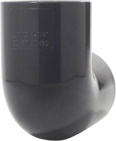1-1/2 Inch 90 Degree Elbow, PVC Pipe Fitting Adapter (Socket x Socket), Schedule 80, Dark gray - 1 Unit Piece in Kuwait
