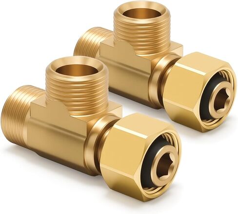 MAMADOU 3/8 Inch Compression Valve Lead-Free Brass Angle Stop Add-A-Tee 3-Way Valve 3/8" Inlet 3/8" Outlet 3/8 Inch Outlet Splitting Water Supply Tee Connector 2 Pack in Kuwait