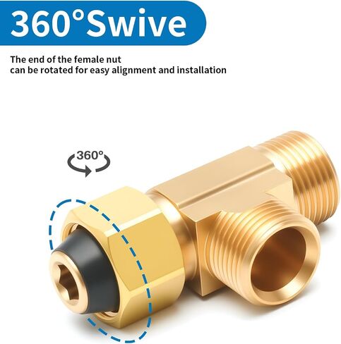 MAMADOU 3/8 Inch Compression Valve Lead-Free Brass Angle Stop Add-A-Tee 3-Way Valve 3/8" Inlet 3/8" Outlet 3/8 Inch Outlet Splitting Water Supply Tee Connector 2 Pack in Kuwait