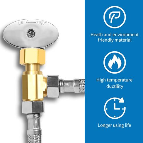 MAMADOU 3/8 Inch Compression Valve Lead-Free Brass Angle Stop Add-A-Tee 3-Way Valve 3/8" Inlet 3/8" Outlet 3/8 Inch Outlet Splitting Water Supply Tee Connector 2 Pack in Kuwait