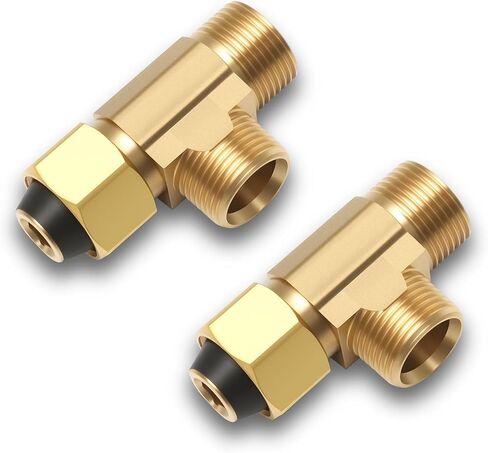 MAMADOU 3/8 Inch Compression Valve Lead-Free Brass Angle Stop Add-A-Tee 3-Way Valve 3/8" Inlet 3/8" Outlet 3/8 Inch Outlet Splitting Water Supply Tee Connector 2 Pack in Kuwait