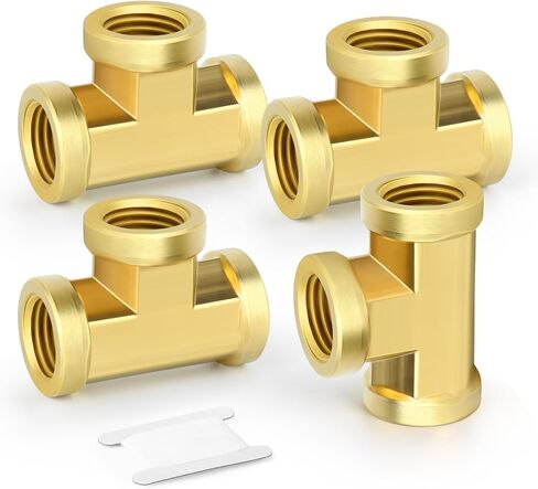4PCS Brass Tee Pipe Fitting, 3/8"NPT Female Thread Adapter, for Oil/Water/Gas in Saudi Arabia