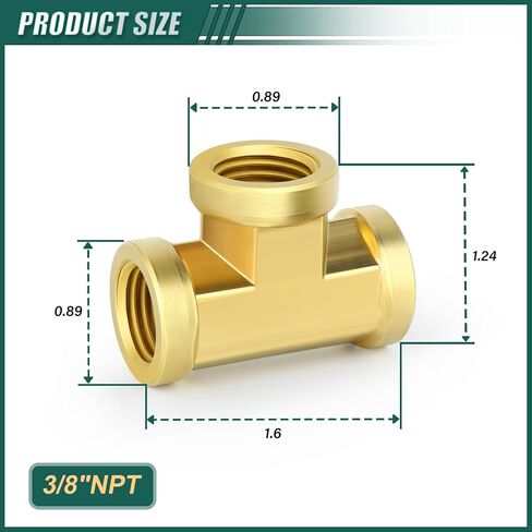 4PCS Brass Tee Pipe Fitting, 3/8"NPT Female Thread Adapter, for Oil/Water/Gas in Saudi Arabia