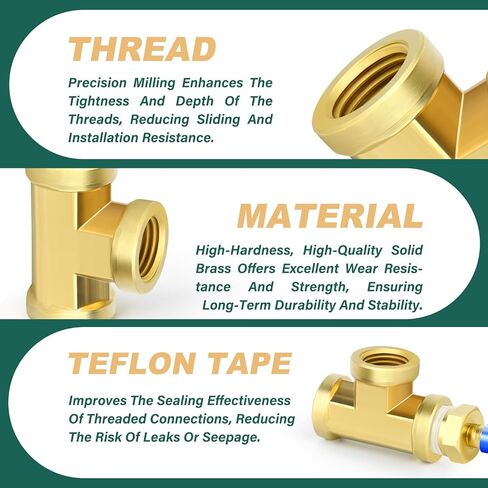 4PCS Brass Tee Pipe Fitting, 3/8"NPT Female Thread Adapter, for Oil/Water/Gas in Saudi Arabia