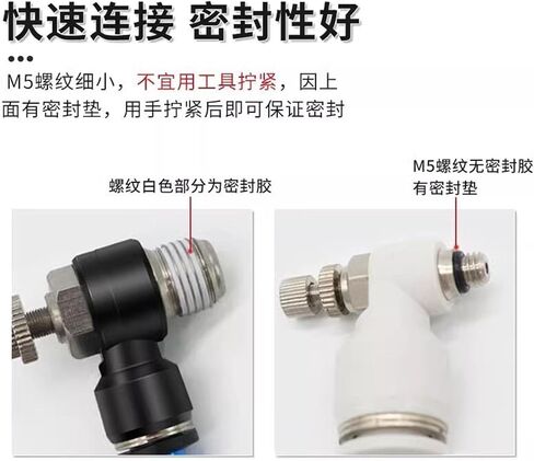 Sl4/6/8/10/12 Pneumatic Quick Connector Speed Control Valve Cylinder M5-01 Adjustable 02 Connect 1Pcs(Bluesl10-04) in Kuwait