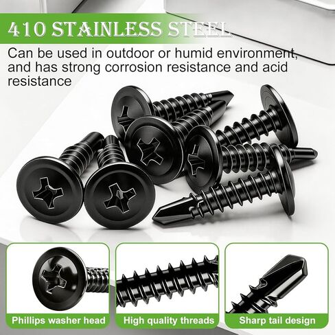 mxuteuk 230PCS #8 Self Tapping Screws for Metal,410 Stainless Steel Self Drilling Screws,1/2",5/8",3/4",1",1-1/4" Truss Head Sheet Metal Screws with Rubber Washers for Metal,Plastic,Wood(115pcs Sets) in Saudi Arabia