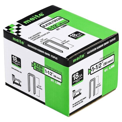 meite 18 Gauge 1/4-Inch Narrow Crown Staples 1-Inch Length Heavy Duty Galvanized Upholstery Staples for Electric or Pneumatic Narrow Crown Stapler Guns (4,000 PCS) in Kuwait