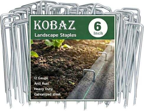 Landscape Staples 6 Inch 100 Pack, Galvanized Lawn Staples and Garden Stakes, Anti-Rust Landscaping Fabric Pins for Weed Barrier, Yard, Fence, Christmas Decorations in Kuwait