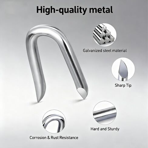 280 pcs Steel Wire Fencing Staples, Galvanized U-Shaped Fasteners Nails for Wire Mesh and Woven Fencing, Premium Fence Nails in Kuwait