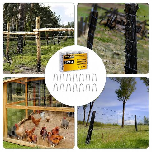 280 pcs Steel Wire Fencing Staples, Galvanized U-Shaped Fasteners Nails for Wire Mesh and Woven Fencing, Premium Fence Nails in Kuwait