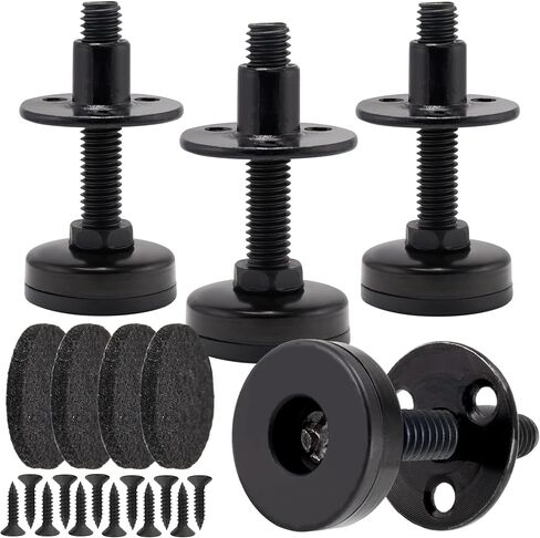 NEWBYTEK 3/8"-16 Heavy Duty Furniture Leveling Feet, 3-Hole T-Nuts, 4PK | Fix wobbly workbenches on sloped garages with 1320LB support, 1.4" nylon base & felt pads protect hardwoods from scratches. in Kuwait