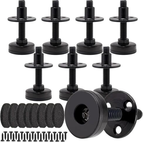 NEWBYTEK 3/8"-16 Heavy Duty Furniture Leveling Feet, 3-Hole T-Nuts, 4PK | Fix wobbly workbenches on sloped garages with 1320LB support, 1.4" nylon base & felt pads protect hardwoods from scratches. in Kuwait