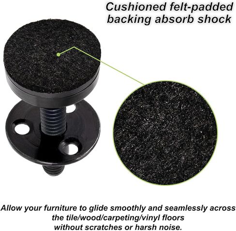 NEWBYTEK 3/8"-16 Heavy Duty Furniture Leveling Feet, 3-Hole T-Nuts, 4PK | Fix wobbly workbenches on sloped garages with 1320LB support, 1.4" nylon base & felt pads protect hardwoods from scratches. in Kuwait
