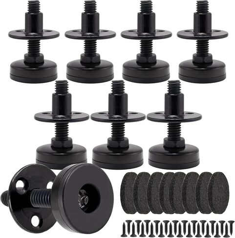 NEWBYTEK 3/8"-16 Heavy Duty Furniture Leveling Feet, 3-Hole T-Nuts, 4PK | Fix wobbly workbenches on sloped garages with 1320LB support, 1.4" nylon base & felt pads protect hardwoods from scratches. in Kuwait