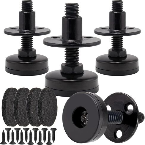 NEWBYTEK 3/8"-16 Heavy Duty Furniture Leveling Feet, 3-Hole T-Nuts, 4PK | Fix wobbly workbenches on sloped garages with 1320LB support, 1.4" nylon base & felt pads protect hardwoods from scratches. in Kuwait