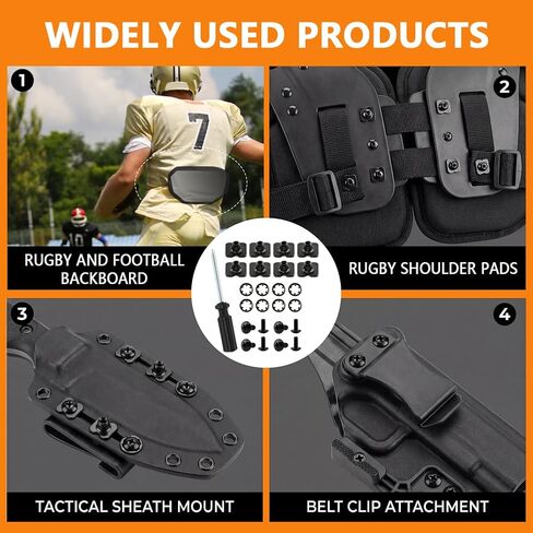 8 Sets Football Backplate Screws Chicago Screws, Battle Backplate, Heavy Duty Metal Hardware for Adult and Youth Football Backplates & Shoulder Pads, with Screwdriver, Nuts, Washers and Box in Kuwait