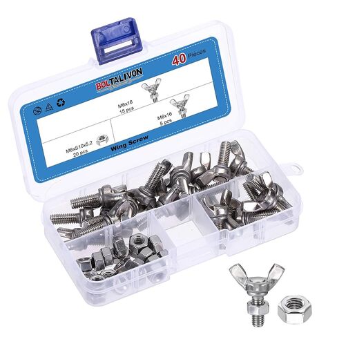 12Pcs Wing Butterfly Screws M8x20, 304 Stainless Steel Butterfly Screw Thumb Hand Twist Tightening Wing Bolt with Nuts - Machine Fastener Equipment Mounting Use, Silver in Kuwait