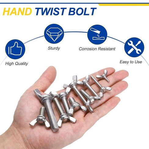 15Pcs Wing Butterfly Screws 1/4"-20x1, 304 Stainless Steel Butterfly Screw Thumb Hand Twist Tightening Wing Bolt - Machine Fastener Equipment Mounting Use, Silver in Kuwait