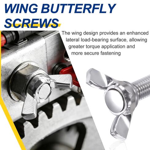 15Pcs Wing Butterfly Screws 1/4"-20x1, 304 Stainless Steel Butterfly Screw Thumb Hand Twist Tightening Wing Bolt - Machine Fastener Equipment Mounting Use, Silver in Kuwait