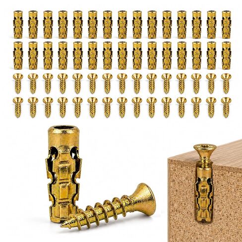 6×14mm Short Expansion Screw Set for Cabinet Hinge Repair & Stripped Thread Restoration, 30/50/100 pcs Wall Anchors and Matching Screw (30PCS) in Kuwait