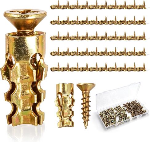 6×14mm Short Expansion Screw Set for Cabinet Hinge Repair & Stripped Thread Restoration, Stone Expansion Anchor with Storage Box, Works on Wood, Tile, Stone, Concrete (50pcs) in Kuwait